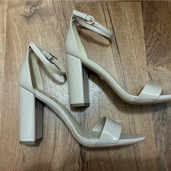 Sam Edelman Nude/Tan  Strappy Heels with Ankle Buckle 4 inch heels US 8M-EUR 38 - Picture 5 of 13